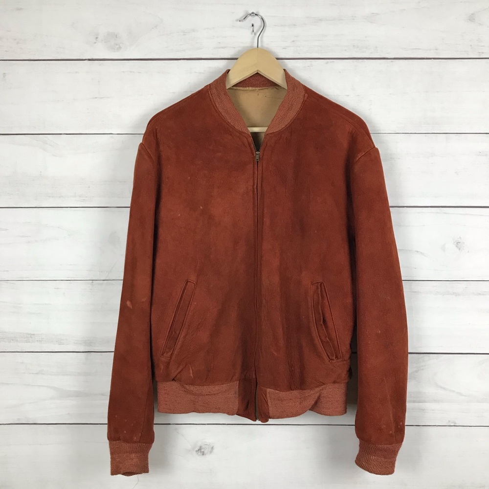 Vintage 1940s Union Made Conmar Full Zip Leather Jacket